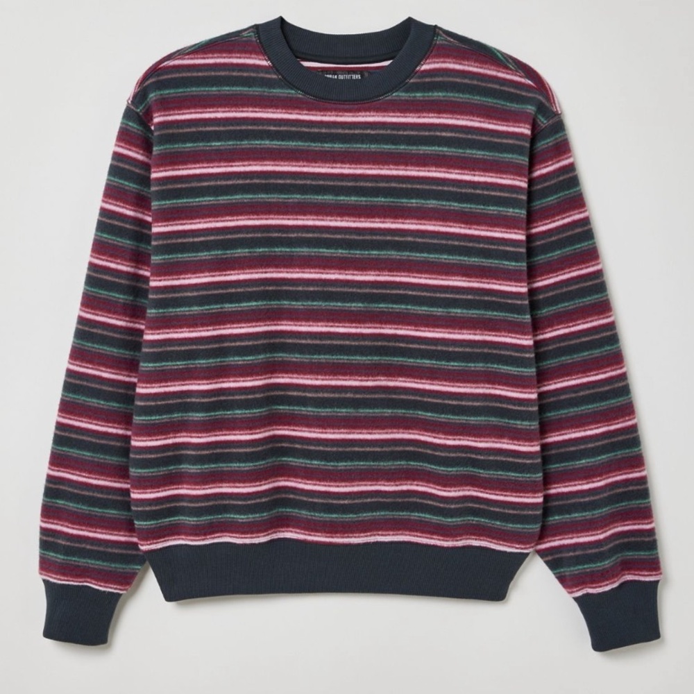 Retro Vintage Inspired UO Reverse Stripe Crew Neck Sweatshirt - Picture 3 of 12